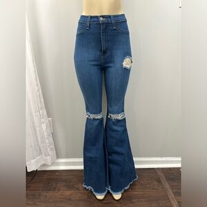 Size 9 Ripped Flare Jeans - Vibrant MIU US Made